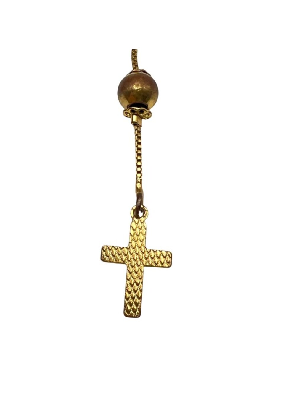 Vintage 18k Gold Filled Rosary Necklace Miraculous Medal Rhinestone Y Drop LOOK - Picture 3 of 8